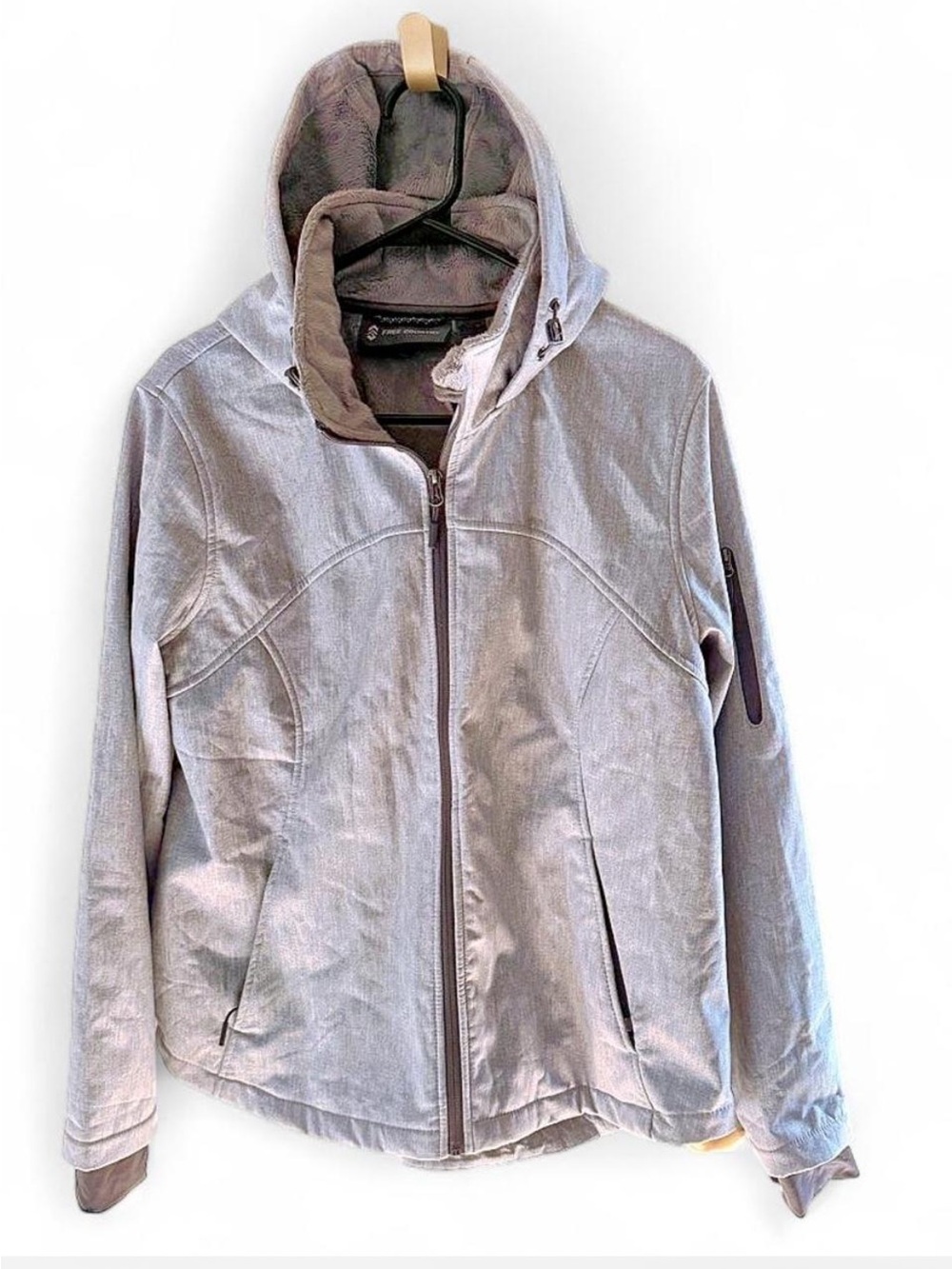 Free Country Light Gray Hooded Utility Jacket